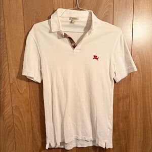 Burberry White Polo Shirt with Red Logo